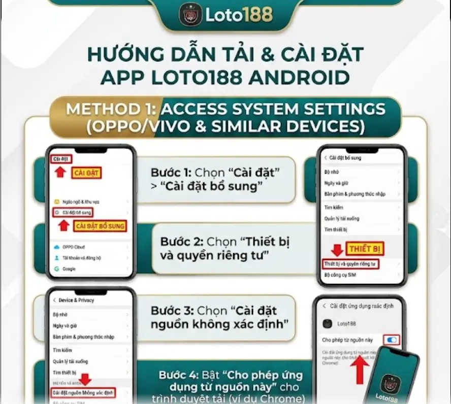 Hướng dẫn tải app android Loto188